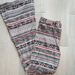 Tribal Print Fit and Flare Pants Boho Chic